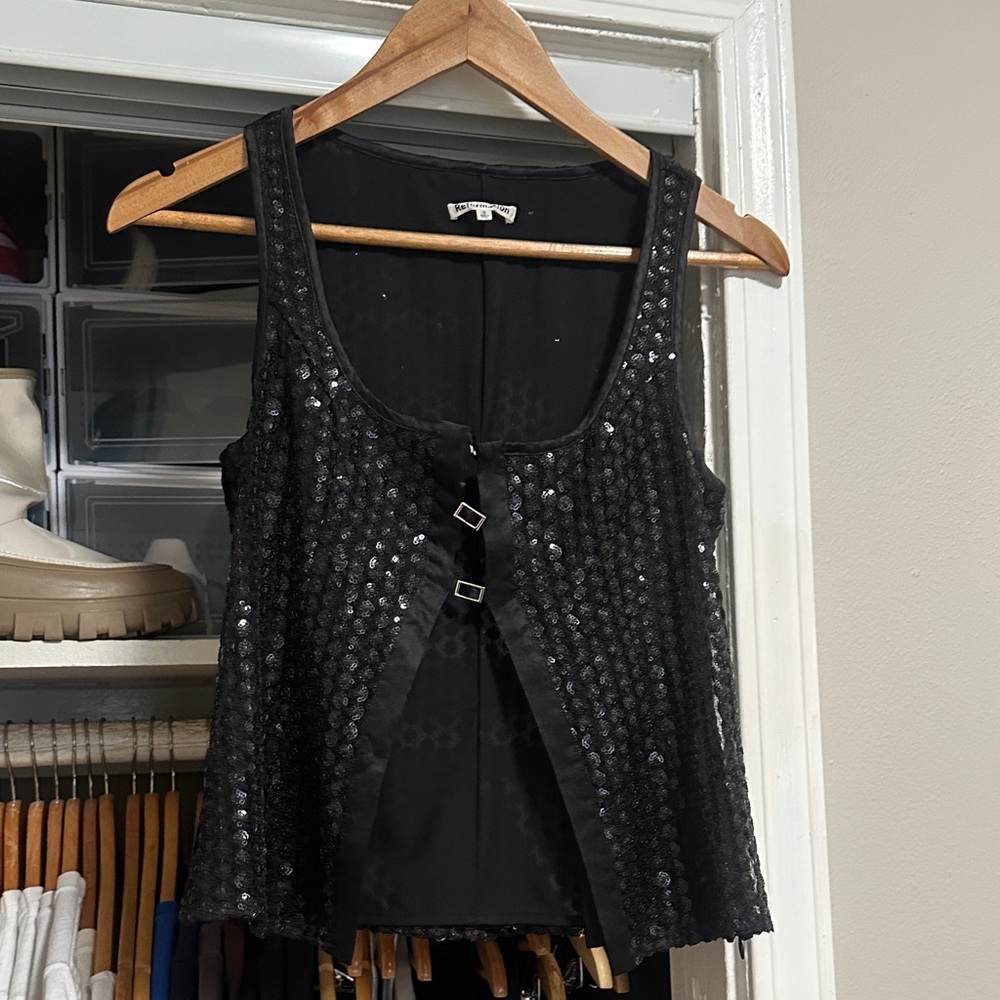 Black Sequin Sleeveless Top